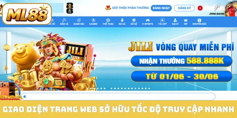Giao diện trang web sở hữu tốc độ truy cập nhanh