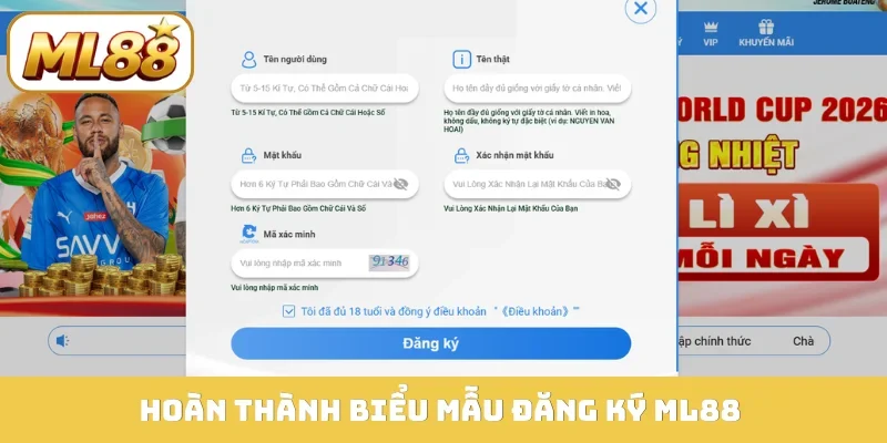 Hoàn thành biểu mẫu đăng ký ML88