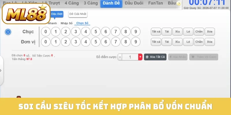 Soi cầu siêu tốc kết hợp phân bổ vốn chuẩn